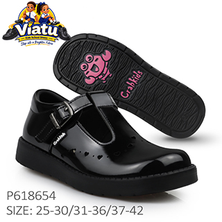 Glossy Heart Mary Jane school shoes for girls in Tanzania